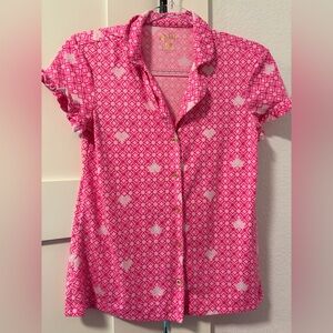 Lilly Pulitzer Pink Patterned Pajama Top XS